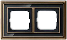 Рамка универсальная ABB Династия 2-м. античная латунь/стекло черное картинка